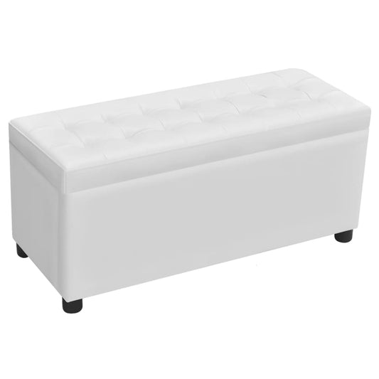Sgabello con Contenitore in Pelle Artificiale Bianco | homemem39