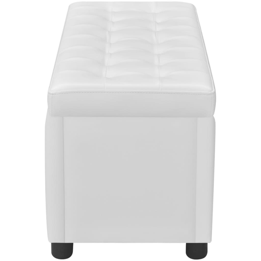 Sgabello con Contenitore in Pelle Artificiale Bianco | homemem39