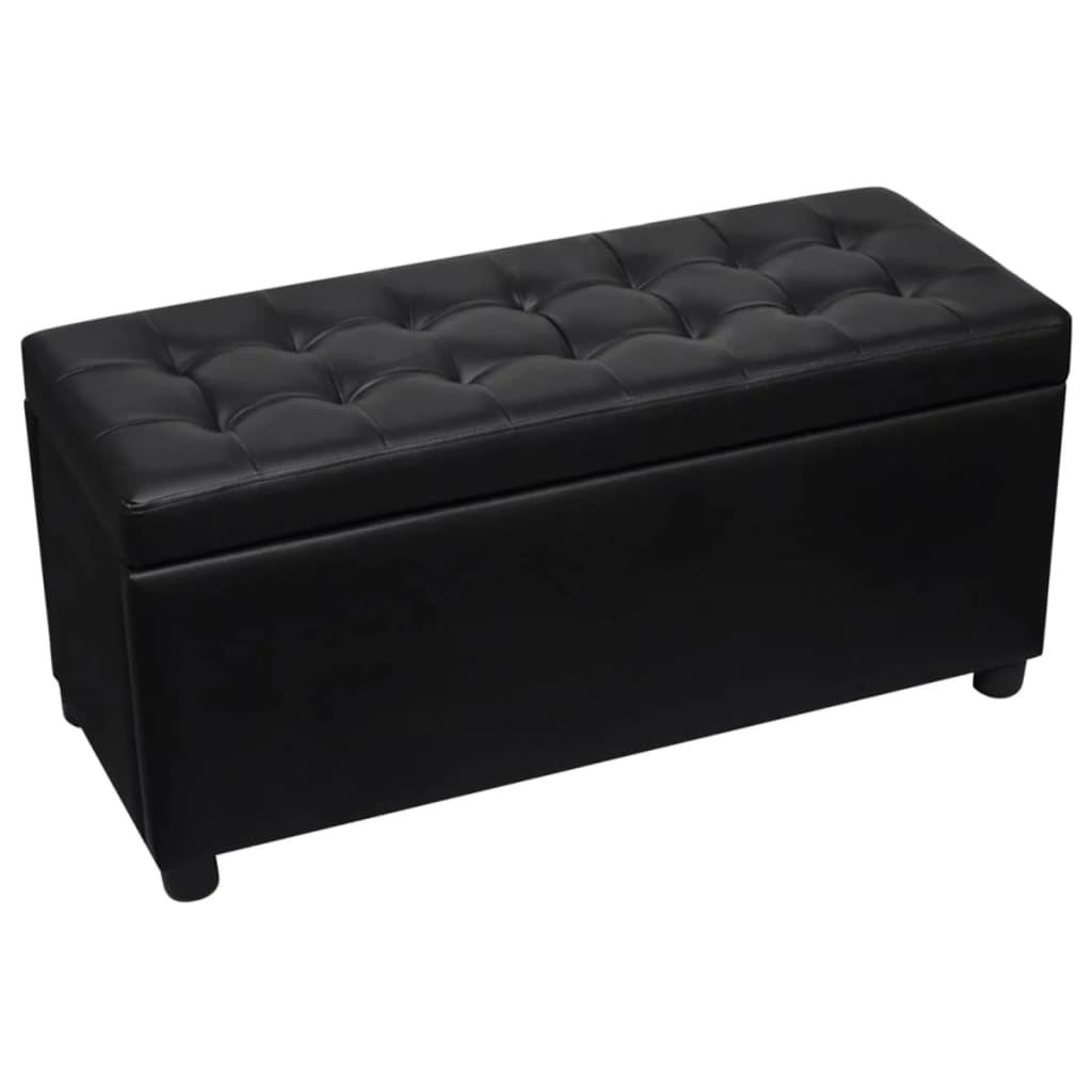 Sgabello con Contenitore in Pelle Artificiale Nero | homemem39