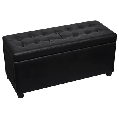Sgabello con Contenitore in Pelle Artificiale Nero - homemem39