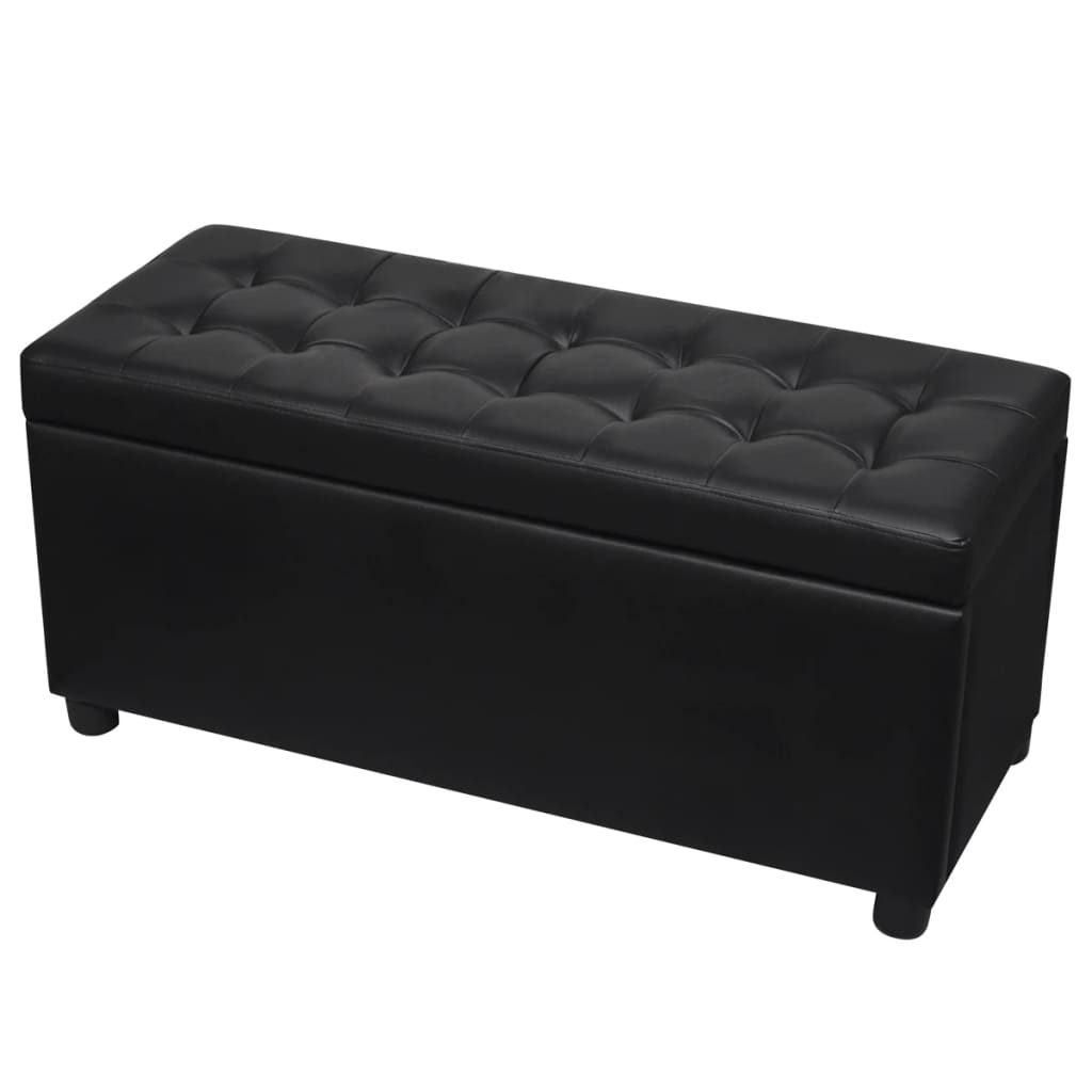 Sgabello con Contenitore in Pelle Artificiale Nero | homemem39