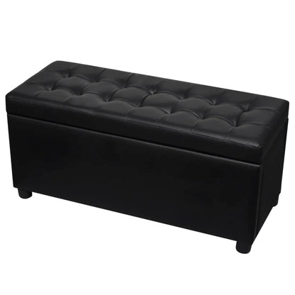 Sgabello con Contenitore in Pelle Artificiale Nero | homemem39