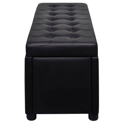 Sgabello con Contenitore in Pelle Artificiale Nero - homemem39