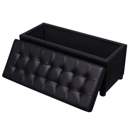 Sgabello con Contenitore in Pelle Artificiale Nero | homemem39