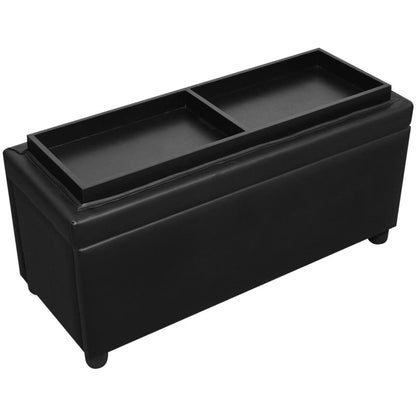 Sgabello con Contenitore in Pelle Artificiale Nero | homemem39
