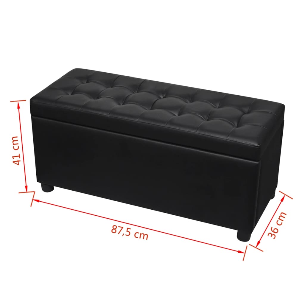 Sgabello con Contenitore in Pelle Artificiale Nero - homemem39