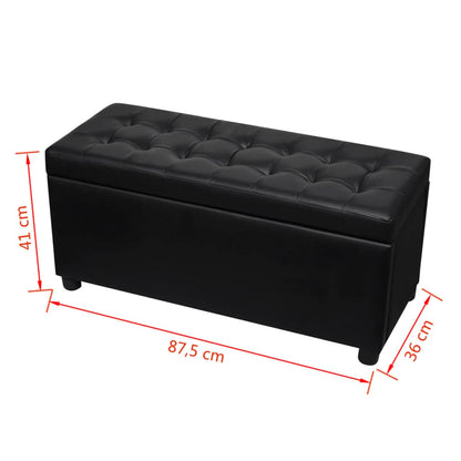 Sgabello con Contenitore in Pelle Artificiale Nero - homemem39