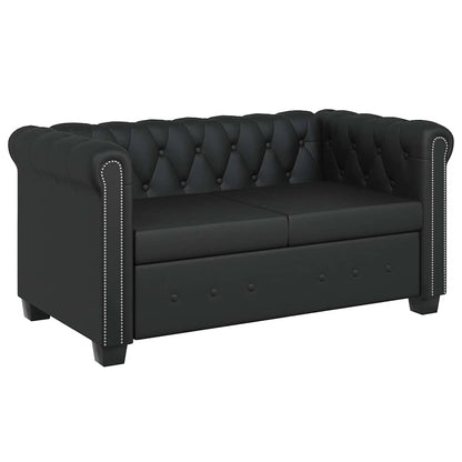 Divano Chesterfield a 2 Posti in Finta Pelle Nero - homemem39