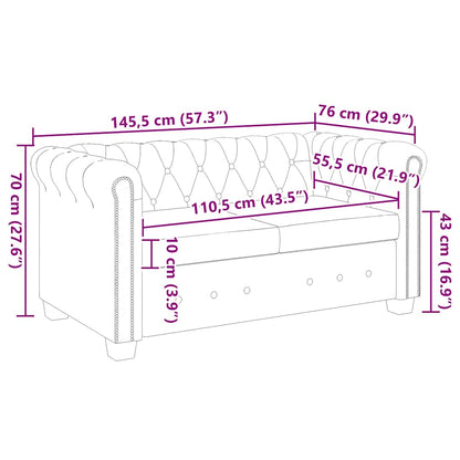 Divano Chesterfield a 2 Posti in Finta Pelle Nero - homemem39