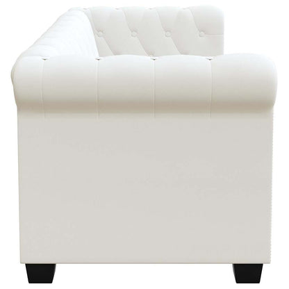 Divano Chesterfield a 2 Posti in Finta Pelle Bianco
