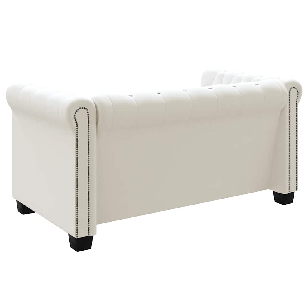 Divano Chesterfield a 2 Posti in Finta Pelle Bianco - homemem39