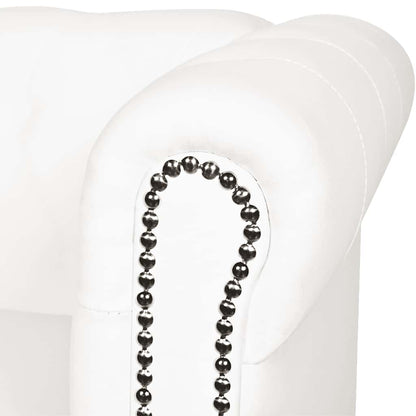 Divano Chesterfield a 2 Posti in Finta Pelle Bianco