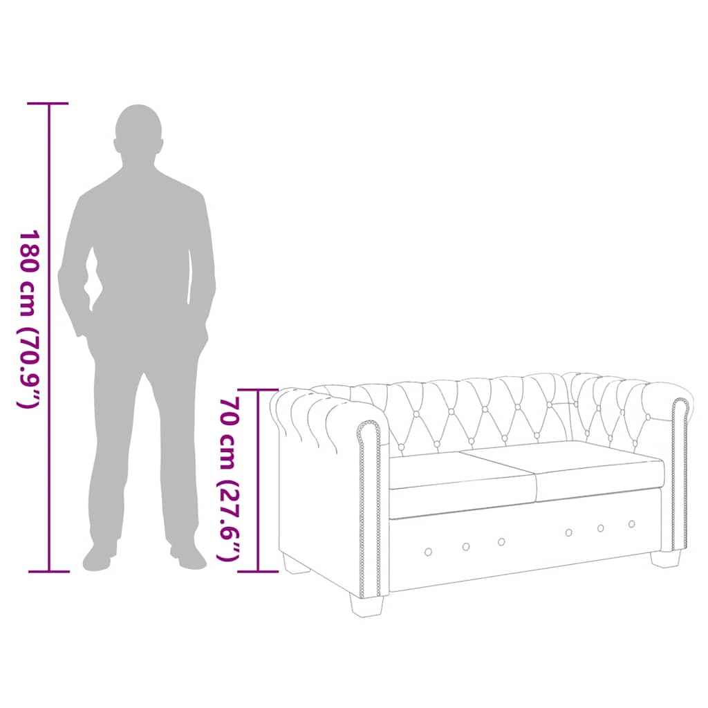 Divano Chesterfield a 2 Posti in Finta Pelle Bianco - homemem39