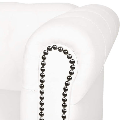 Divano Chesterfield a 3 Posti in Finta Pelle Bianco