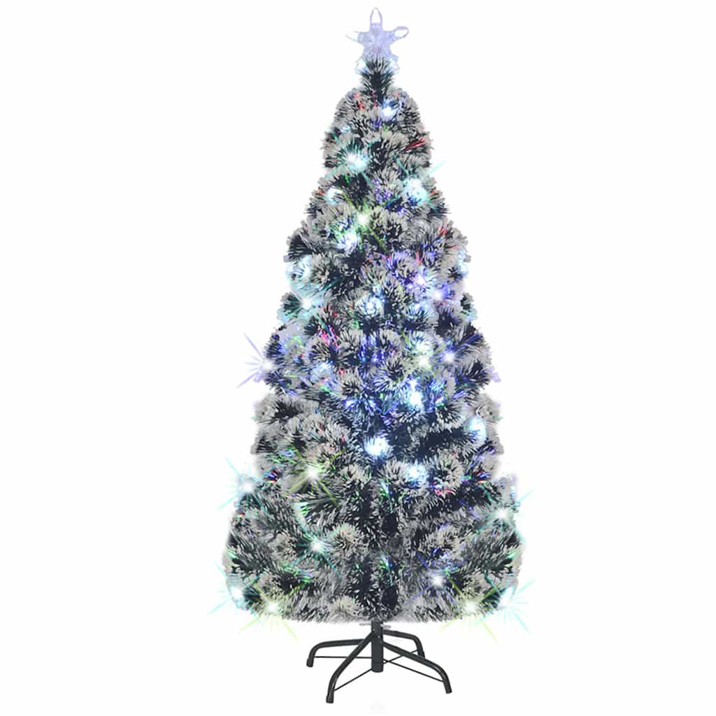 Albero di Natale Preilluminato con Supporto e LED 210 cm Fibra Ottica