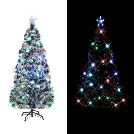 Albero di Natale Preilluminato con Supporto e LED 210 cm Fibra Ottica