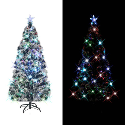 Albero di Natale Preilluminato con Supporto e LED 210 cm Fibra Ottica