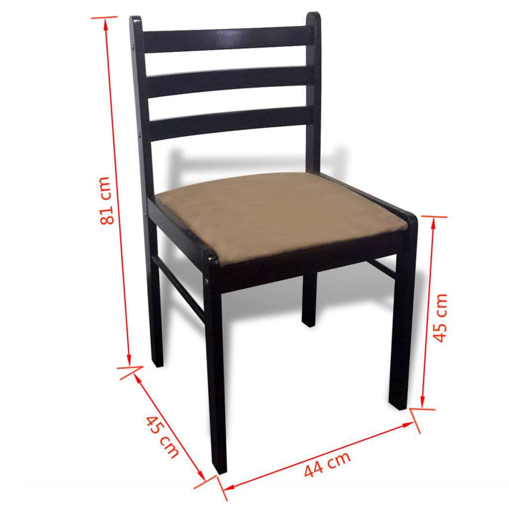 Sedie da Pranzo 6 pz Marroni in Legno Massello e Velluto | homemem39