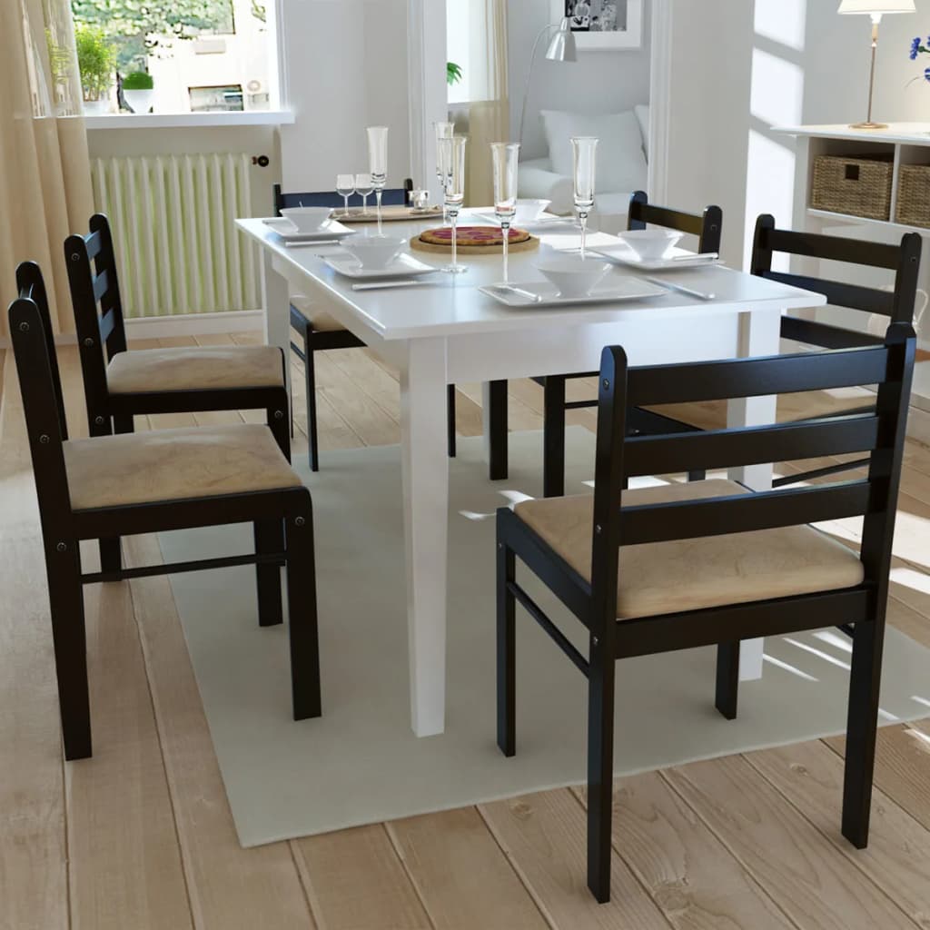 Sedie da Pranzo 6 pz Marroni in Legno Massello e Velluto | homemem39
