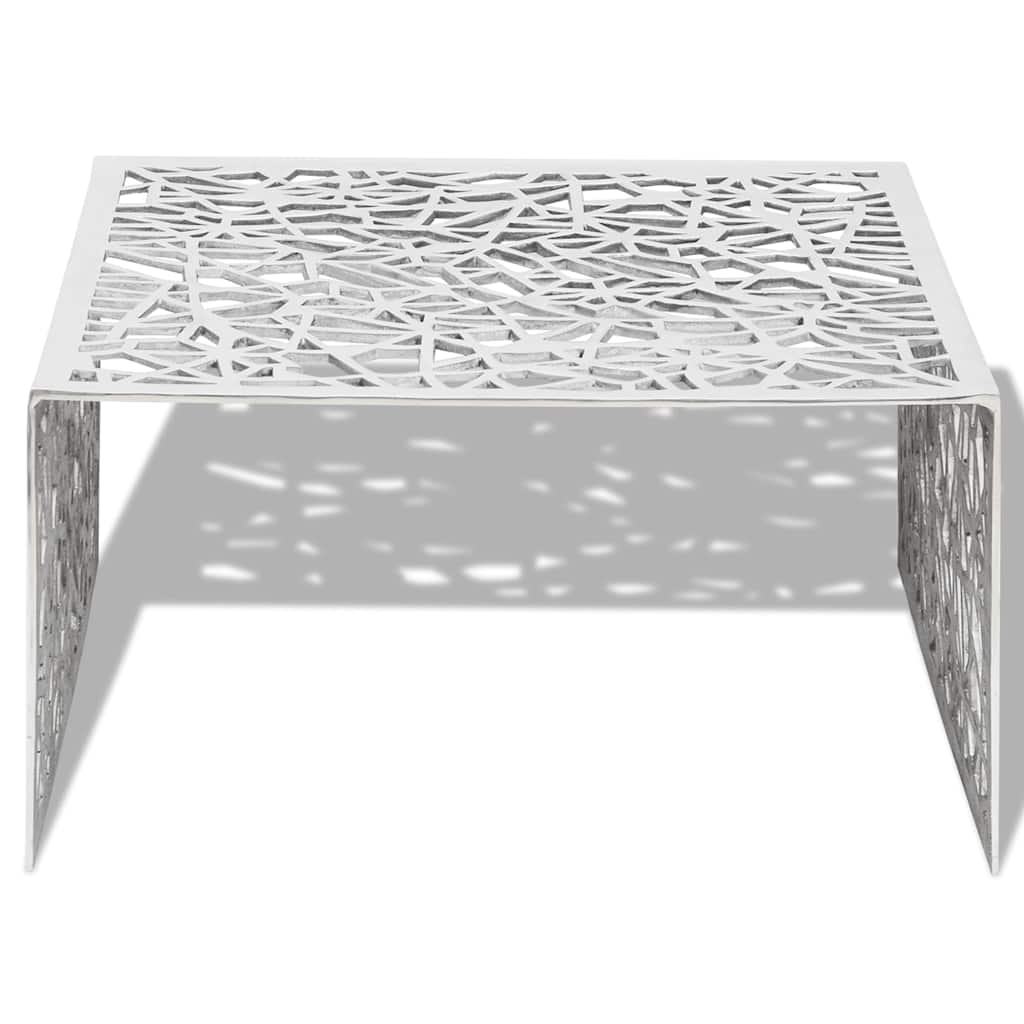Tavolino con Design Geometrico Traforato Argento in Alluminio | homemem39