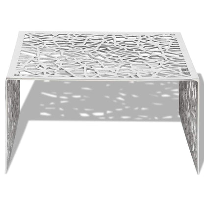 Tavolino con Design Geometrico Traforato Argento in Alluminio | homemem39