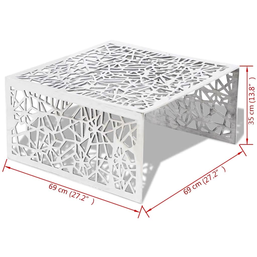 Tavolino con Design Geometrico Traforato Argento in Alluminio | homemem39