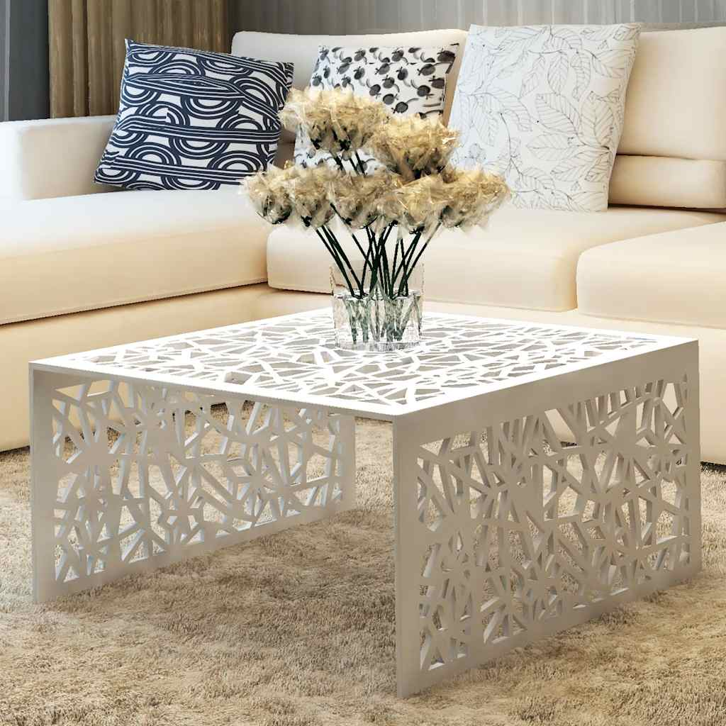 Tavolino con Design Geometrico Traforato Argento in Alluminio | homemem39