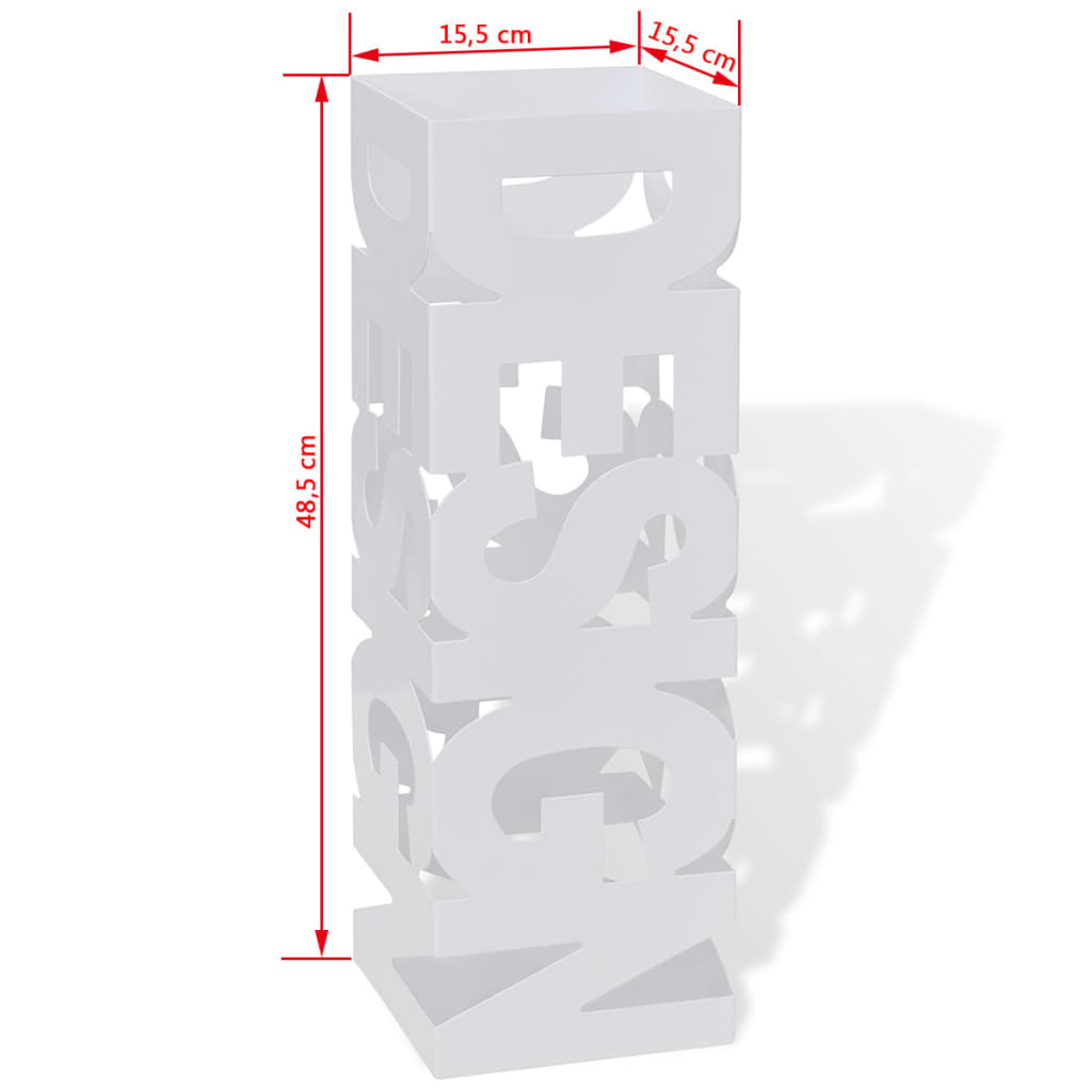 Portaombrelli Bastoni Passeggio Quadrato Acciaio 48,5 cm Bianco - homemem39