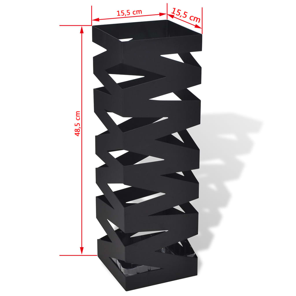 Portaombrelli Bastoni Passeggio Quadrato Acciaio 48,5 cm Nero - homemem39