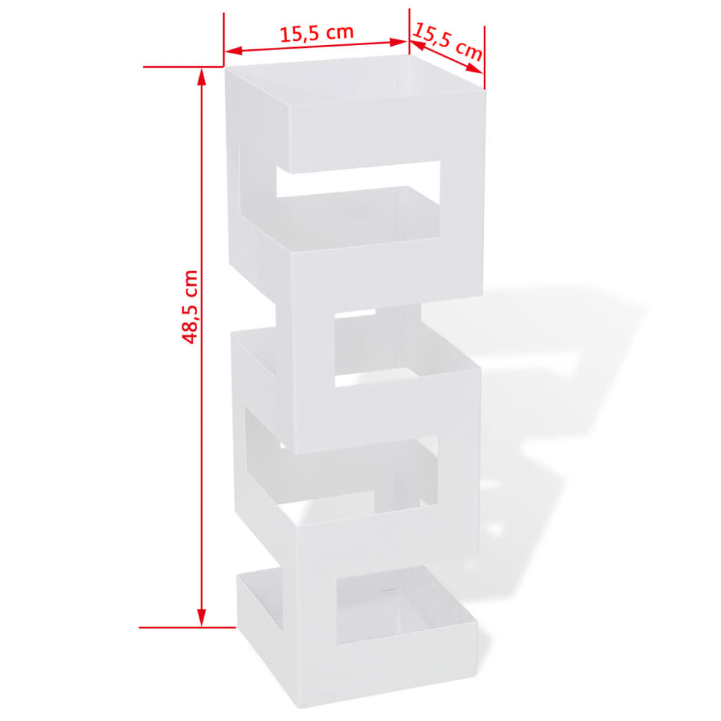 Portaombrelli Bastoni Passeggio Quadrato Acciaio 48,5 cm Bianco | homemem39