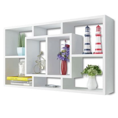 Espositore da Parete Galleggiante 8 Scomparti Bianco | homemem39