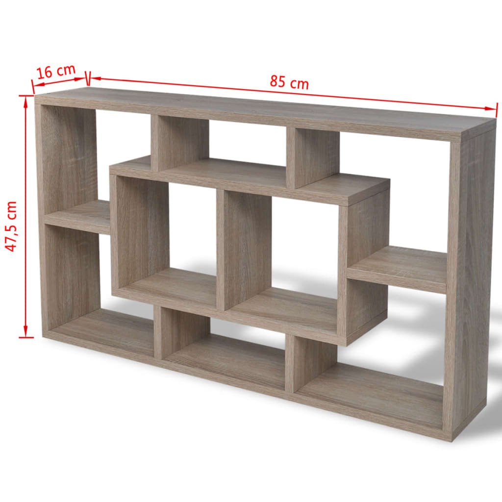 Espositore da Parete Pensile 8 Scomparti Color Rovere | homemem39