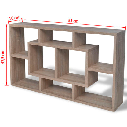 Espositore da Parete Pensile 8 Scomparti Color Rovere | homemem39