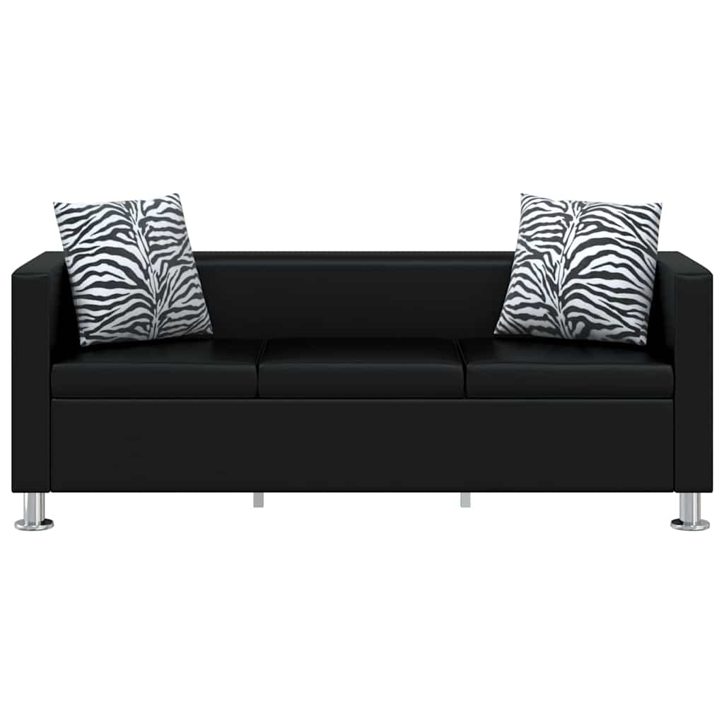 Set Divani a 3 e a 2 Posti in Similpelle Nero | homemem39