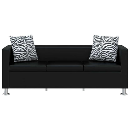 Set Divani a 3 e a 2 Posti in Similpelle Nero | homemem39