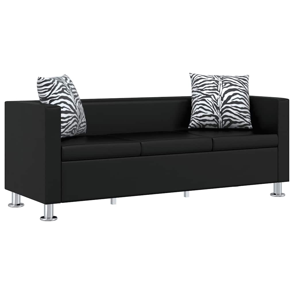 Set Divani a 3 e a 2 Posti in Similpelle Nero | homemem39
