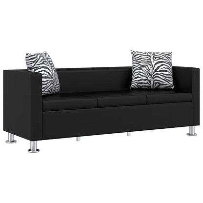 Set Divani a 3 e a 2 Posti in Similpelle Nero | homemem39