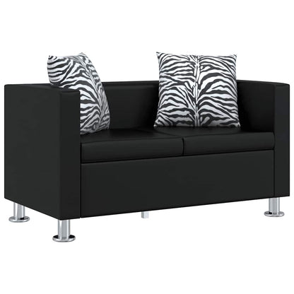 Set Divani a 3 e a 2 Posti in Similpelle Nero | homemem39