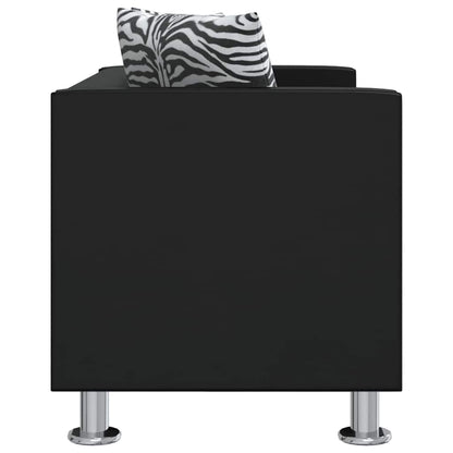 Set Divani a 3 e a 2 Posti in Similpelle Nero | homemem39