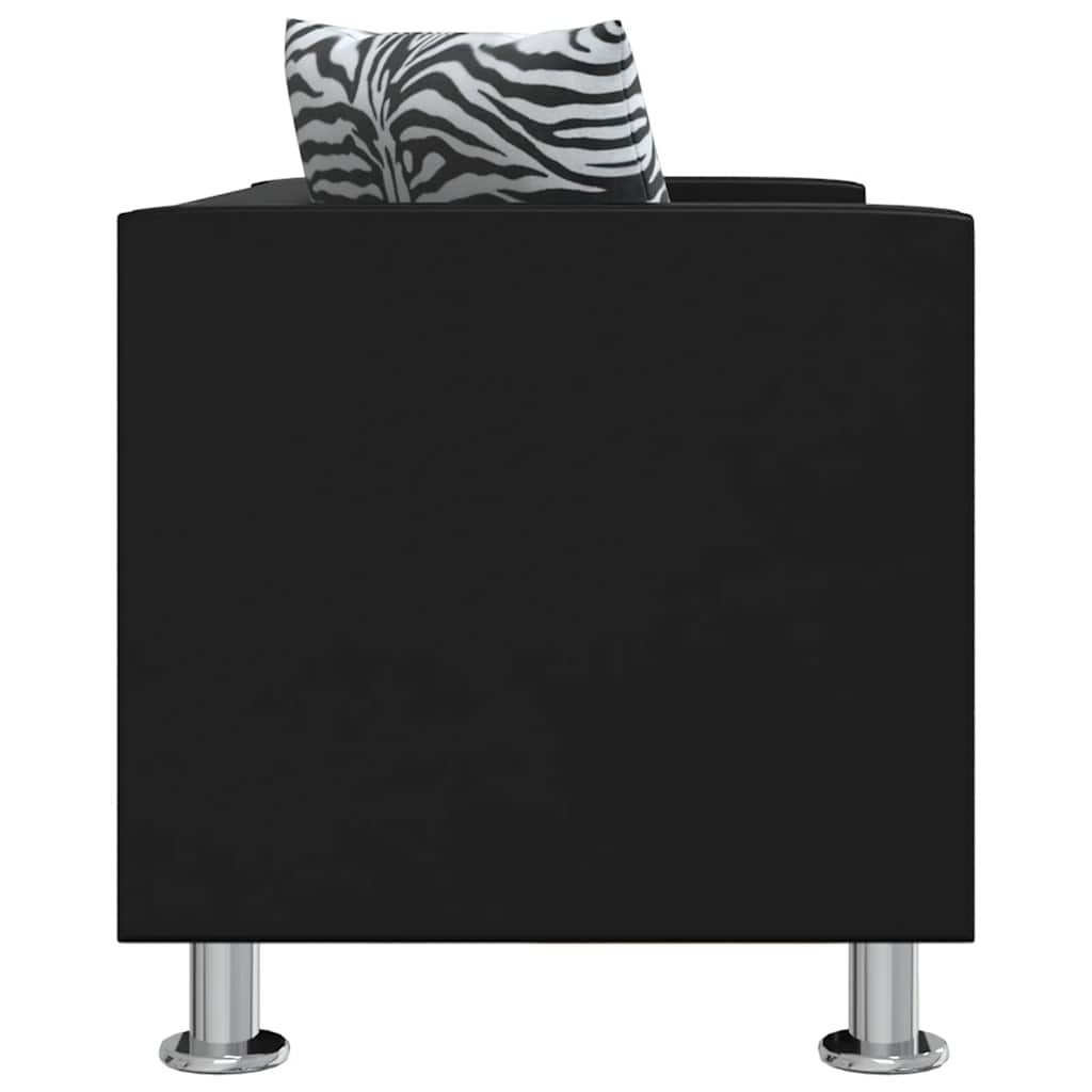 Set Divani a 3 e a 2 Posti in Similpelle Nero | homemem39