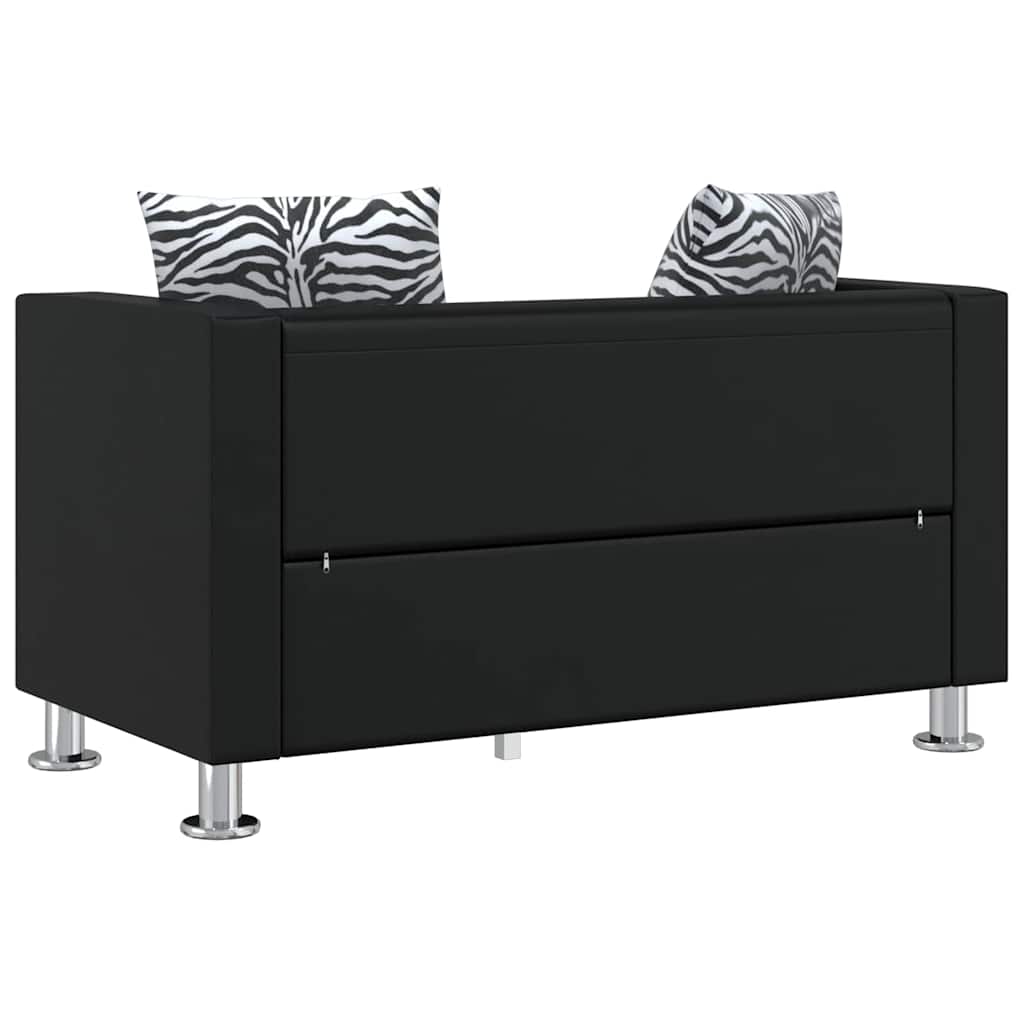 Set Divani a 3 e a 2 Posti in Similpelle Nero | homemem39