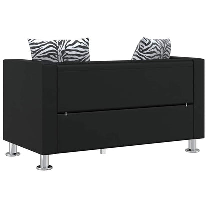 Set Divani a 3 e a 2 Posti in Similpelle Nero | homemem39