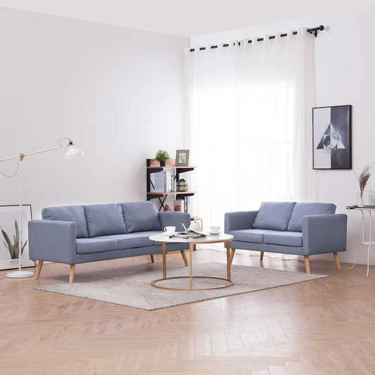 Set Divani a 2 e a 3 Posti in Tessuto Grigio Chiaro - homemem39