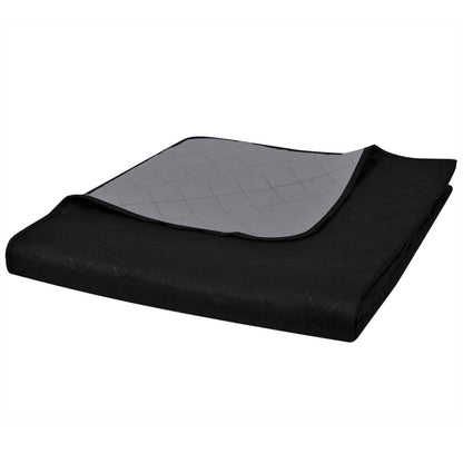 Copriletto Trapuntato a Doppia Faccia Nero/Grigio 220 x 240 cm - homemem39