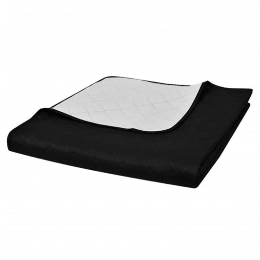 Copriletto Trapuntato a Doppia Faccia Nero/Bianco 170 x 210 - homemem39