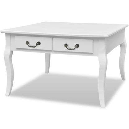 Tavolino da Salotto con 4 Cassetti Bianco | homemem39