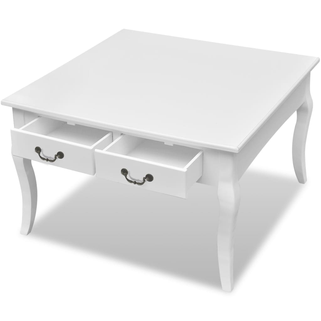 Tavolino da Salotto con 4 Cassetti Bianco | homemem39