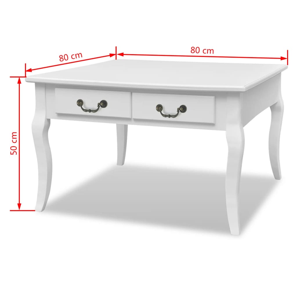 Tavolino da Salotto con 4 Cassetti Bianco | homemem39