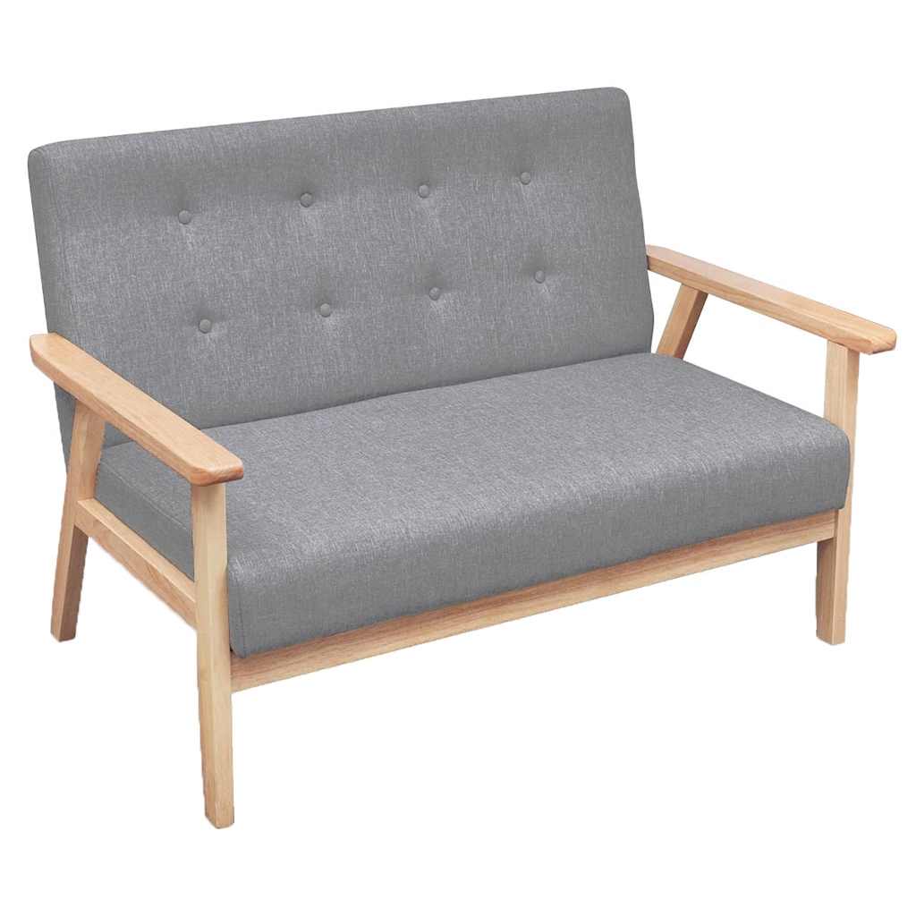 Set Divani 2 pz in Tessuto Grigio Chiaro | homemem39
