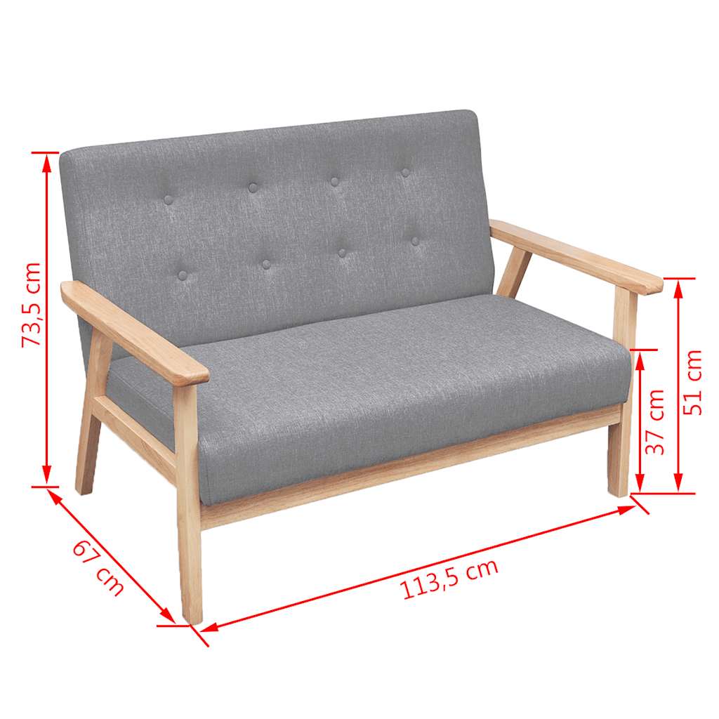 Set Divani 2 pz in Tessuto Grigio Chiaro | homemem39